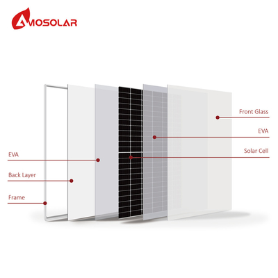 3.2mm Tempered Low Iron Glass Amosolar Half Cells Mono 440watts Residential Solar Panel