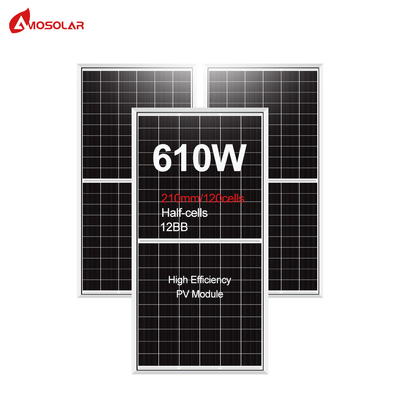 Amosolar 580W 590W 600W 610W Half Cut Solar Panel with 3.2mm Low Iron Tempered Glass