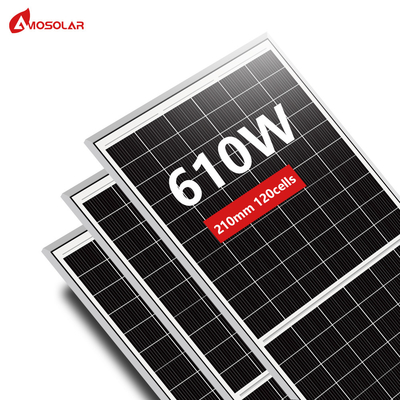 Amosolar 580W 590W 600W 610W Half Cut Solar Panel with 3.2mm Low Iron Tempered Glass