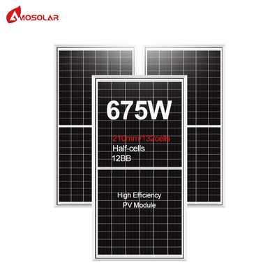 Amosolar Half Cut Mono 645w 650w 655w 660w 665w 670w 675w Solar Panel for Rooftop