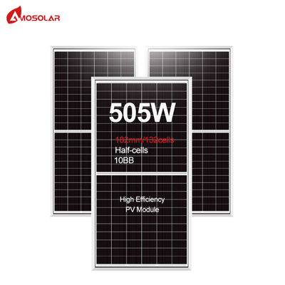 Amosolar Mono Half 182mm 480W 485W 490W 495W 500W 505W A Grade 132 Cells Solar Panel Module