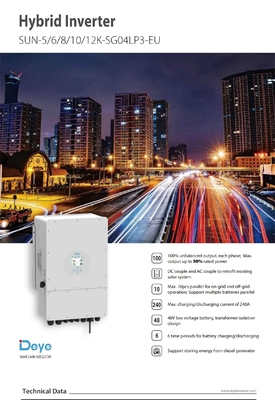Stock Deye Single Phase Hybrid Solar Inverter 3kw 12kw 8000watt 99.90% Inverter Efficiency