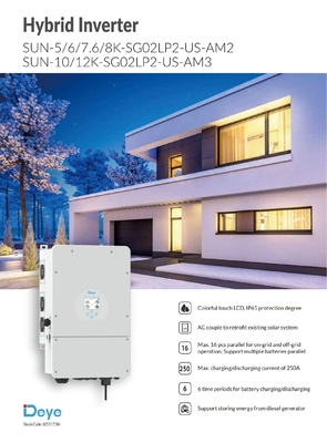 Stock Deye Single Phase Hybrid Solar Inverter 3kw 12kw 8000watt 99.90% Inverter Efficiency