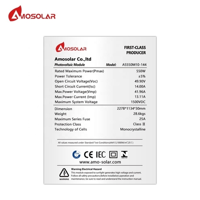 MC4 Compatible Connector Amosolar PERC Mono 540w 550w 560w PV Panel for Home Hybrid Solar System
