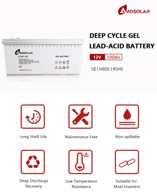 Golf Carts Amosolar 12V 100Ah 150Ah 200Ah 250Ah Gel Lead Acid Battery For 6000 Life Circle