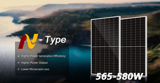 Half Cell Mono 550w 575W 580W 590W N Type Solar Panels for Roof and IP68 Junction Box