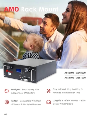 5kwh 10kwh 15kwh Household Smart Energy Storage Lithium Batteries with 100Ah Capacity