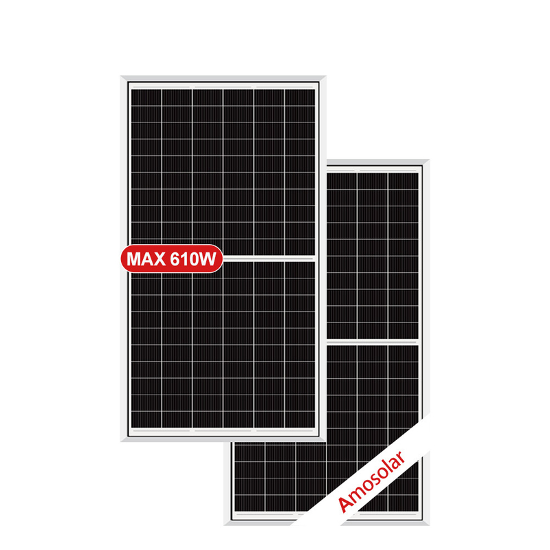 Amosolar 580W 590W 600W 610W Half Cut Solar Panel with 3.2mm Low Iron Tempered Glass