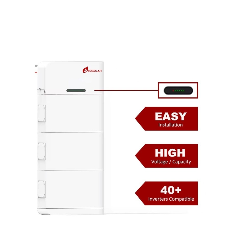 High Voltage Control System Stacked 10.24-25.6kWh Lithium Battery for Solar Energy Storage